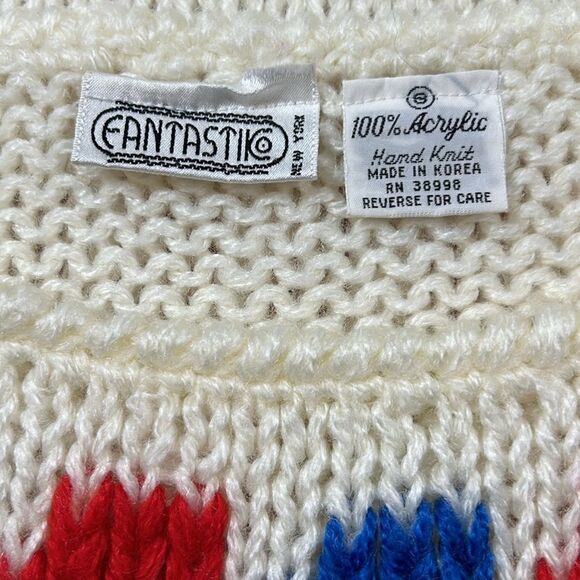 Beautiful hand knitted vintage style sweater size small oversized snow flake - Picture 8 of 9